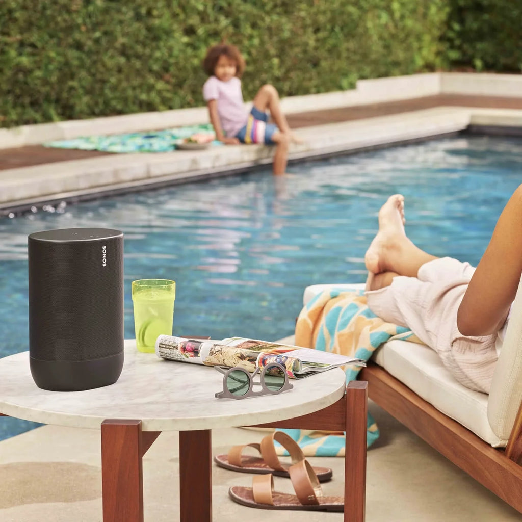 Black Portable Smart Battery-Powered Speaker with Bluetooth and Wi-Fi Y52745