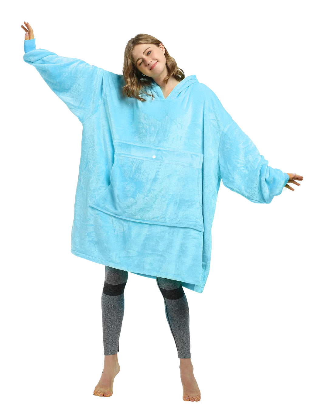 Blue Hooded Fleece Sweatshirt K35189