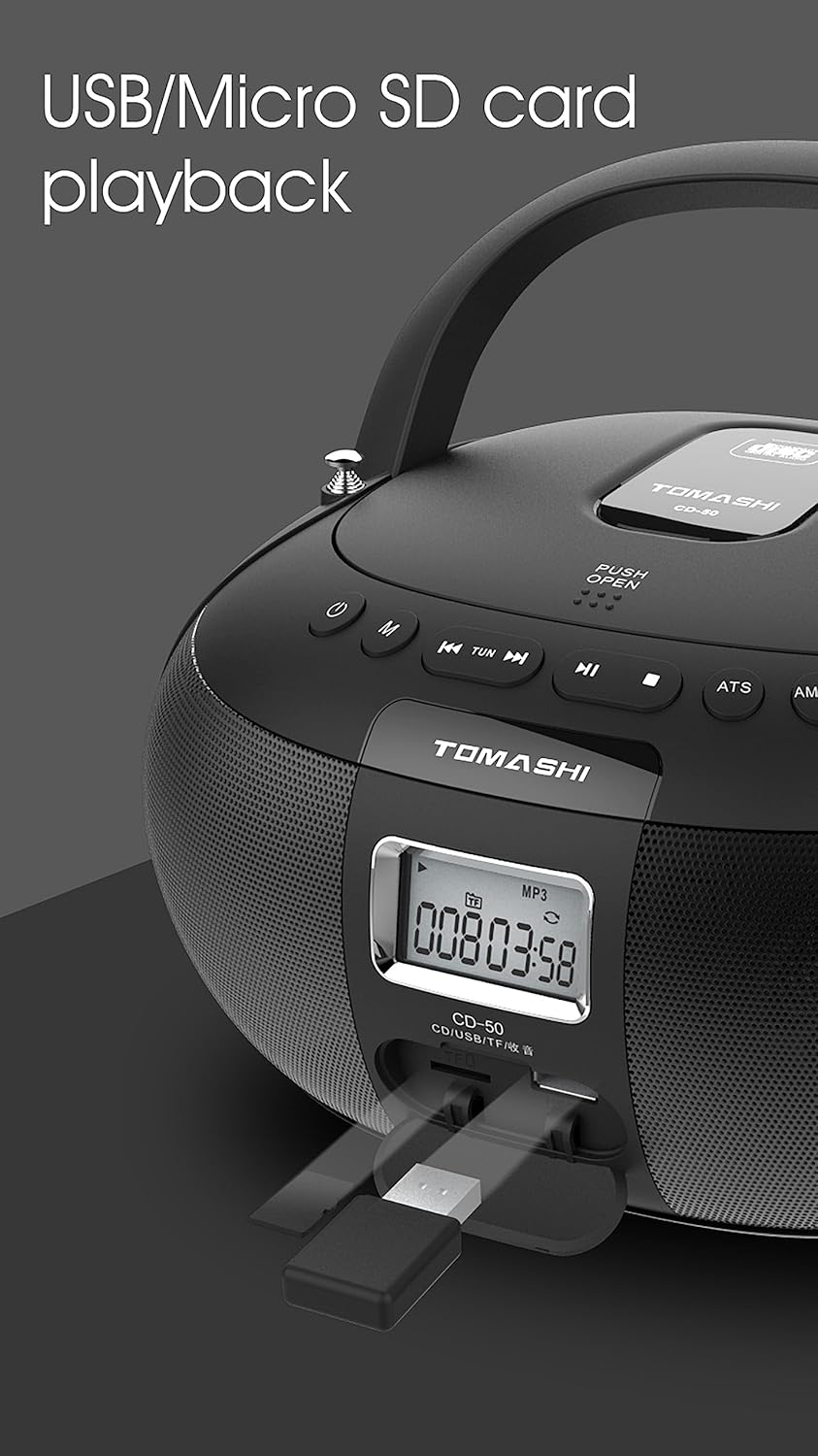 Black Portable CD Player Boombox F811