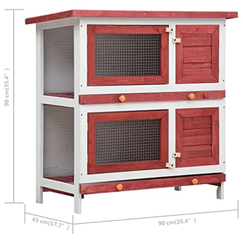 Gray Wood Pet Rabbit Hutch with Mesh Door and Green Roof O34370