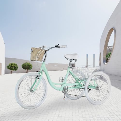 7 Speed 20/24/26 inch Three-Wheeled Bicycle with Basket W131