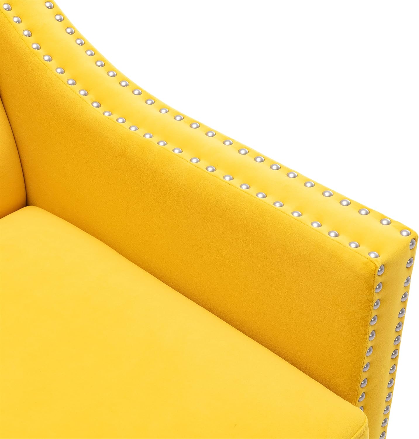 Yellow Velvet Accent Chairs with Wood Legs K86670