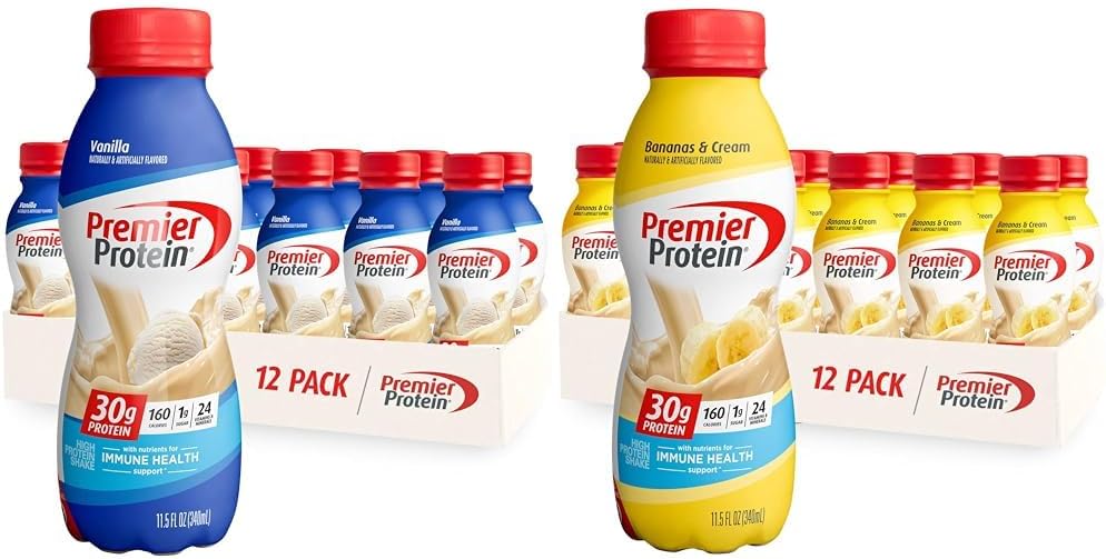 Vanilla & Bananas & Cream Protein Shake, 30g Protein, 1g Sugar, 12 Pack K374