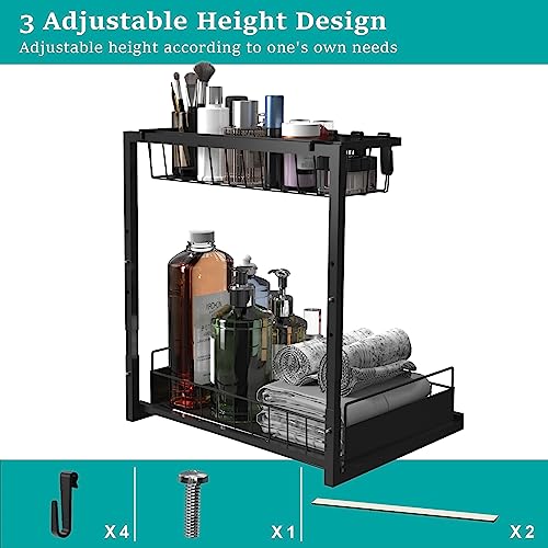 2-Pack Height Adjustable 2-Tier Pull Out Under Sink Organizer K38120