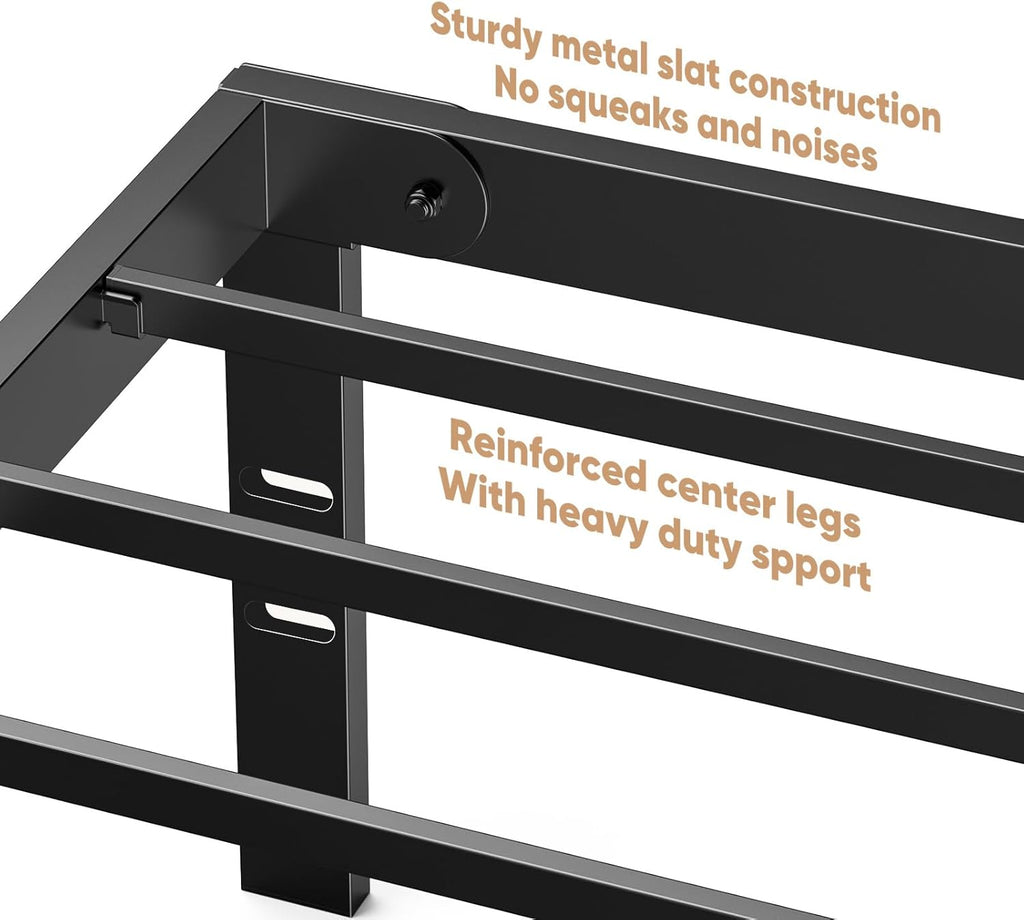Twin Size Metal Platform Bed Frame with Steel Slat Support, Black N21211