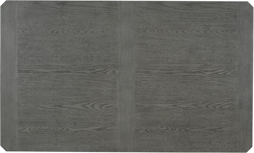 6-Piece Dining Table Set with 4 Upholstered Chairs and 1 Bench, Solid Wood, Dark Gray E50279