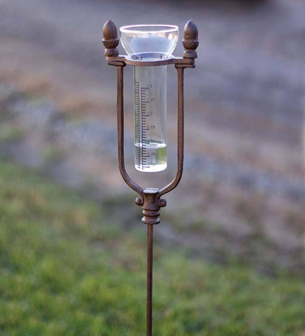 Rustic Cast Iron Rain Gauge Stake W50331