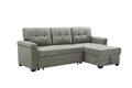 Light Gray Fabric Reversible Sectional Sleeper Sofa Chaise with Storage F53394