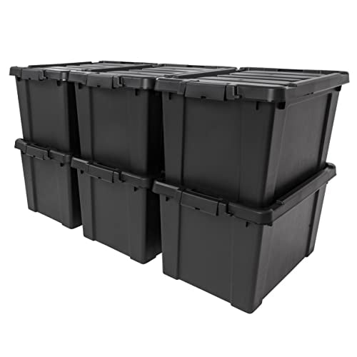 5 Gallon Lockable Storage Bins with Lids, 6 Pack - Black H330