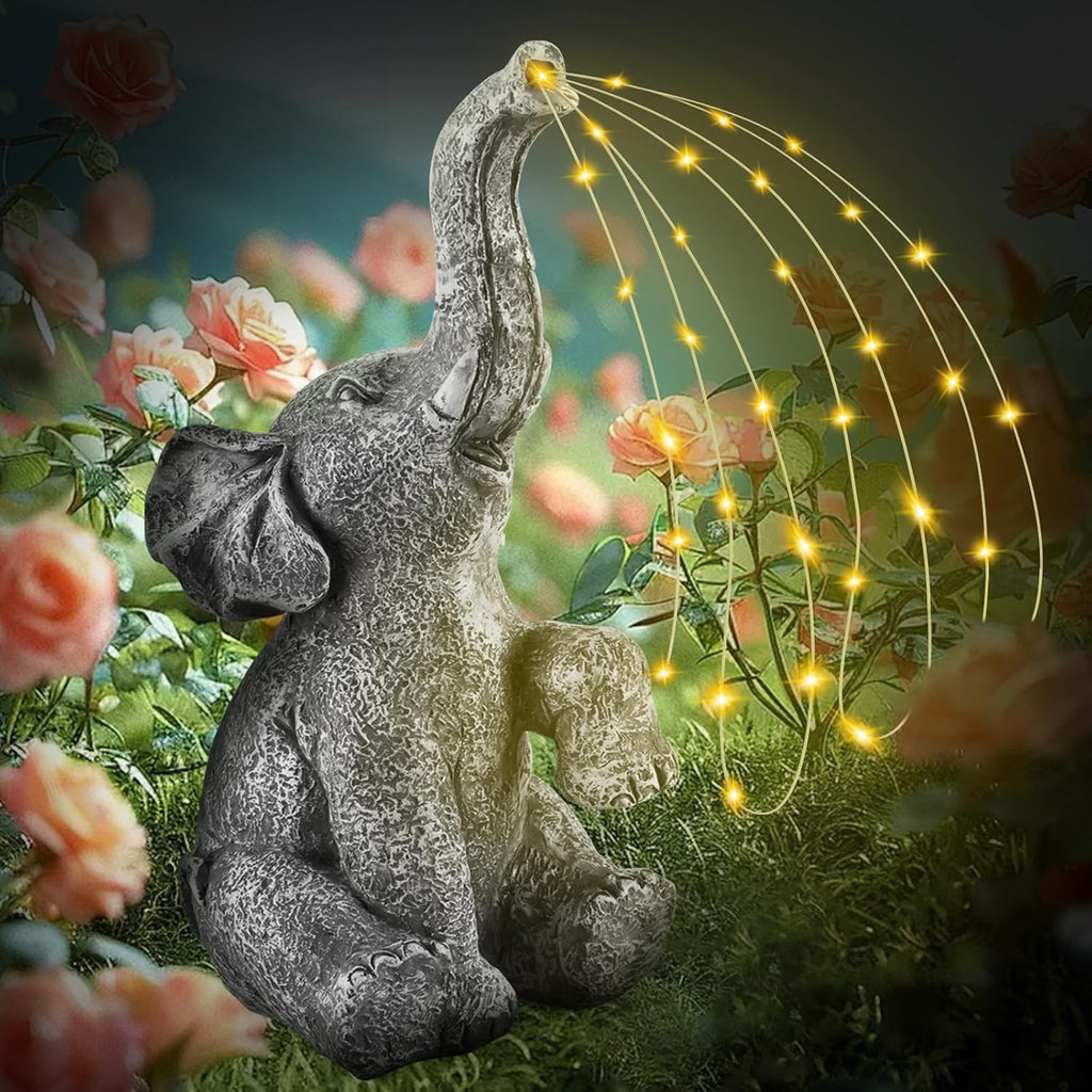 Outdoor Elephant Statue with LED Solar Lights K228027