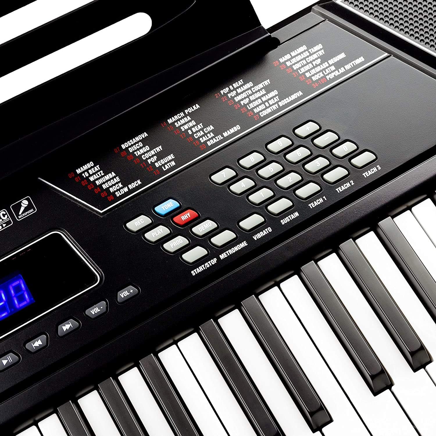 61 Key Keyboard Piano Stand with Pitch Bend Kit, Piano Bench, Headphones, Keynote Stickers X936893