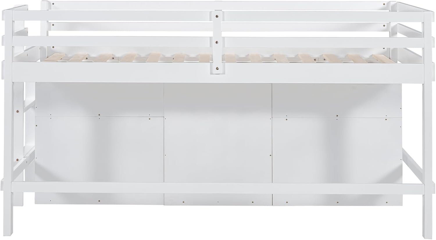 White Wooden Twin Size Loft Bed with 4 Drawers P6842