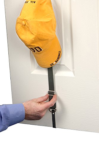 Black Over-The-Door Hat Rack Holds 18 Caps S312