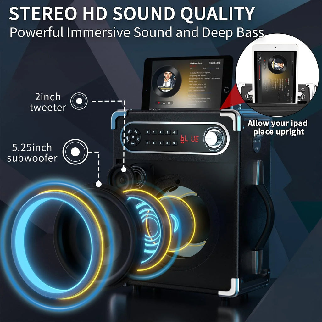 Karaoke Machine with 2 Wireless Microphones, Bluetooth Speaker W78526