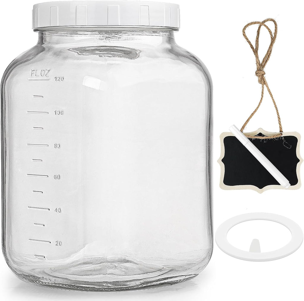 Wide Mouth 1 Gallon Clear Glass Mason Jar with Lid U116938