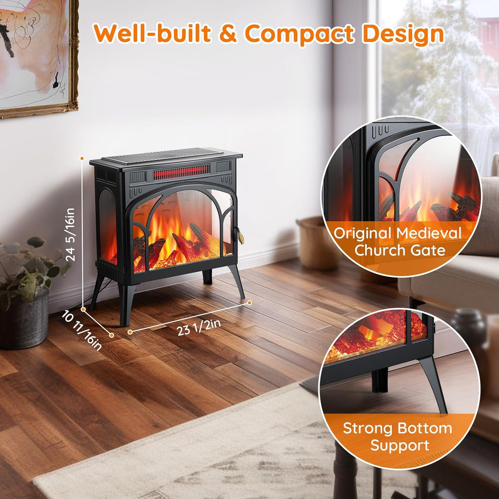 1500W Infrared Electric Fireplace Heater with 3D Flame Effect H271577