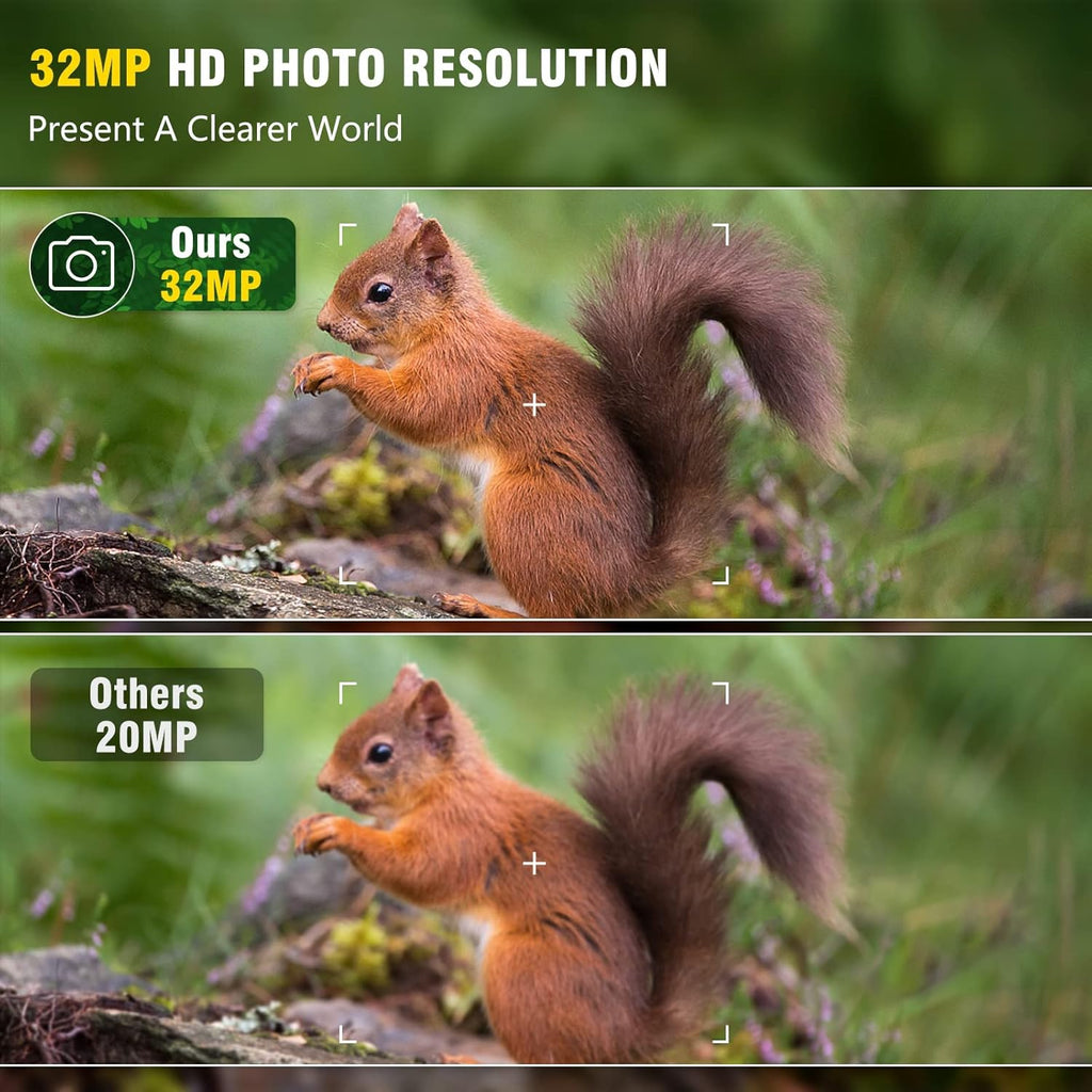 4K 32MP 120° Night Vision Motion Activated Waterproof IP66 Wildlife Camera with 32GB Micro SD Card W686313