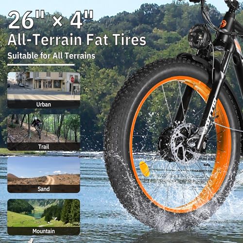 52V 30AH 26" Fat Tire Full Suspension Electric Mountain Bike T176