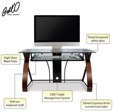 Curved Wood Computer Desk with Keyboard Tray S80004
