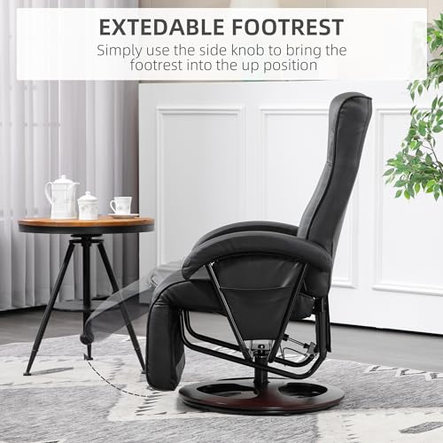 Gray Leather Swivel Recliner Chair with Adjustable Footrest T571915
