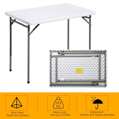 White 3ft Rectangular Plastic Folding Table D628265