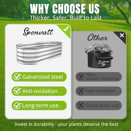 Galvanized Raised Garden Bed Planter Boxes, Large Oval Metal, Silver W2593