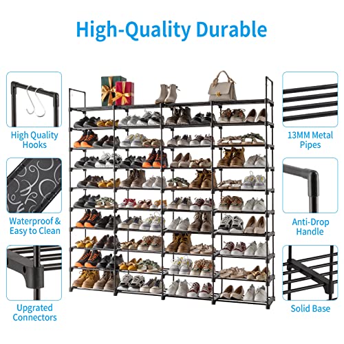 10 Tiers Metal Shoe Rack, Black R55262
