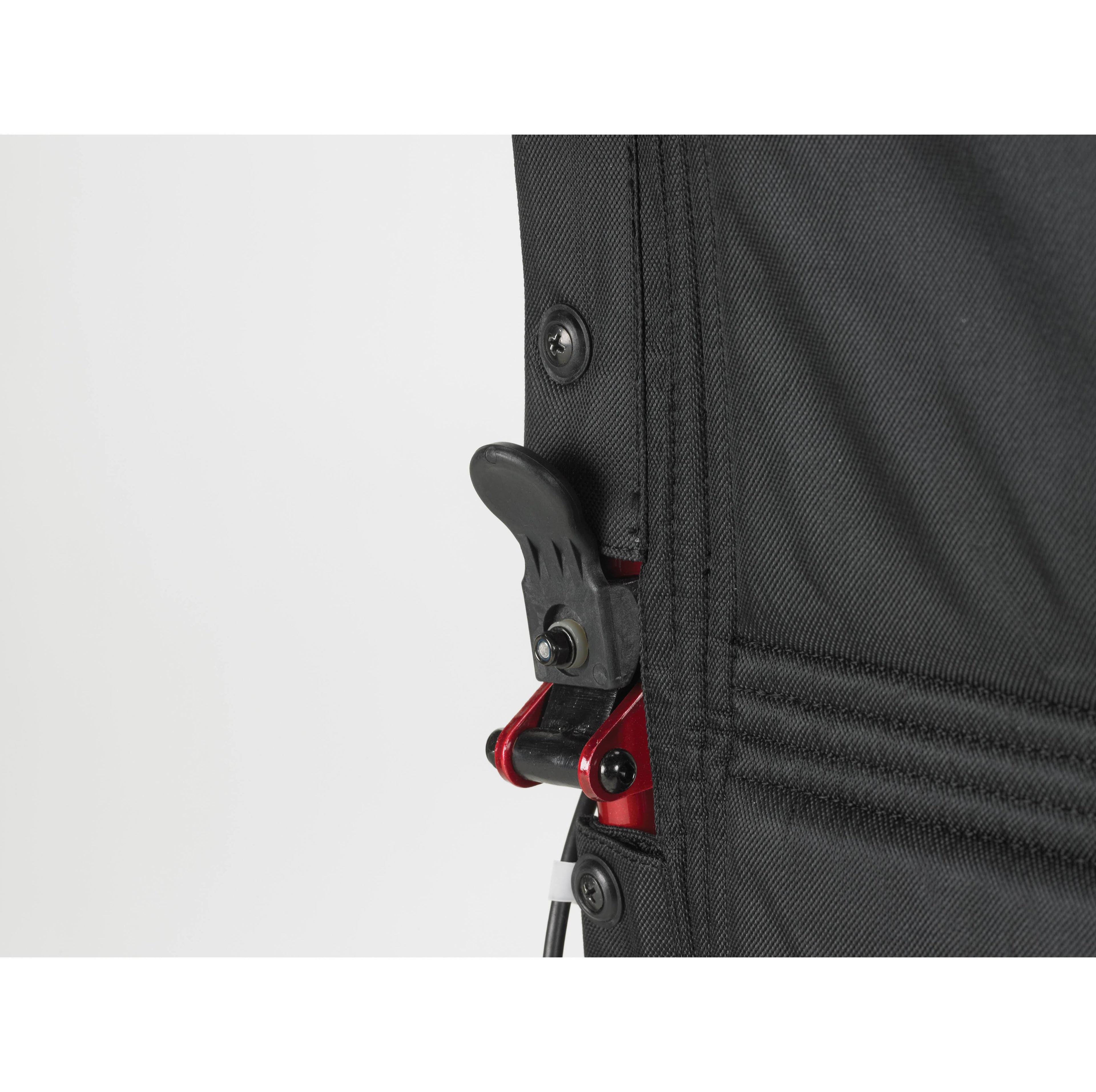 Red/Black Lightweight Transport Wheelchair with Hand Brakes U835135
