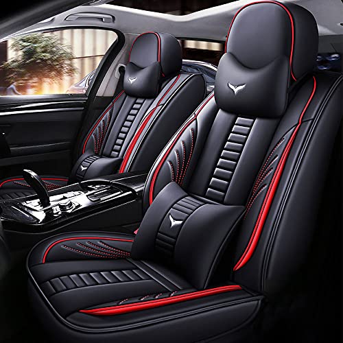 Black Leather 5 Car Seat Covers E252