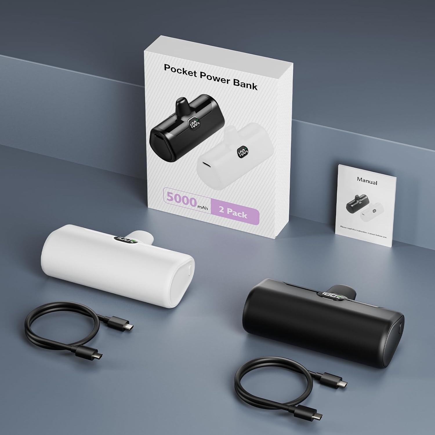 5000mAh 20W PD USB C Fast Charging Battery Pack with LCD Display T4232
