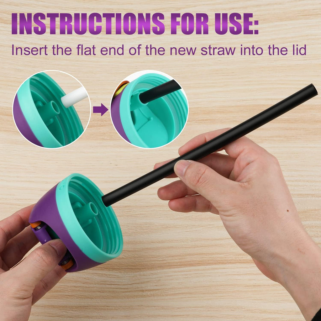 6pcs Reusable Plastic Straws with Cleaning Brush for 24 oz Water Bottle K53855
