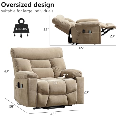 Grey Fabric Power Lift Recliner Chair with Heated Massage and USB Port S69369