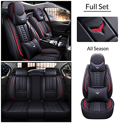 Black Leather 5 Car Seat Covers E252