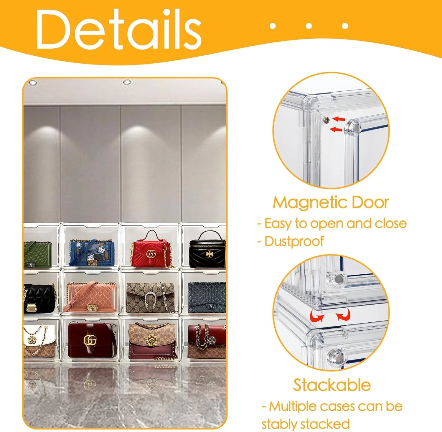 6Pack Clear Acrylic Storage Box with Magnetic Door U13811
