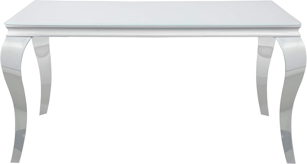 Glass Top White Chrome Dining Table T393
