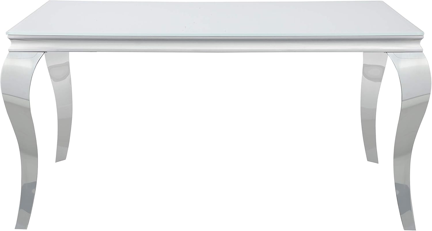 Glass Top White Chrome Dining Table T393