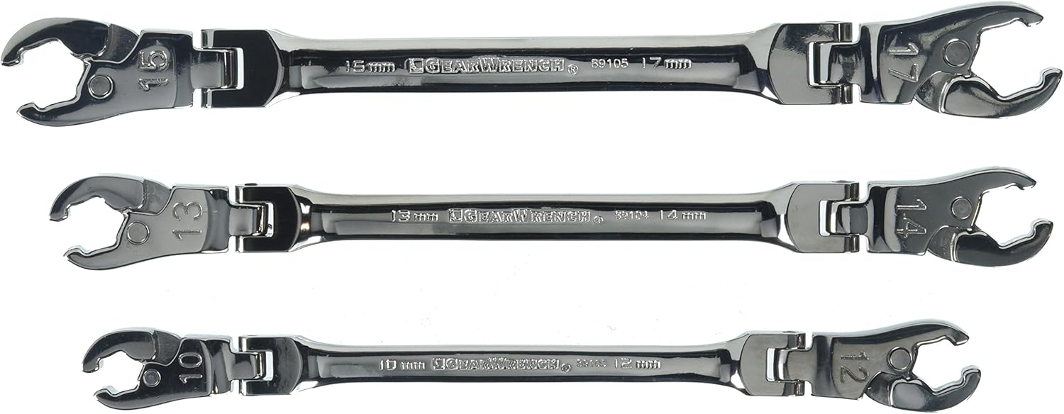 5 Pc. Ratcheting Flex Head Flare Nut Wrench Set, SAE X1222