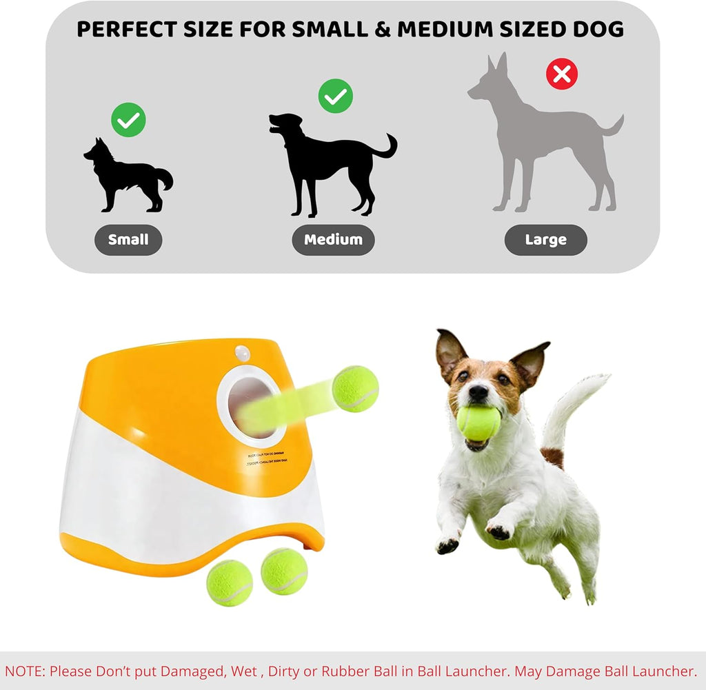 Orange Automatic Dog Ball Launcher with 3 Tennis Balls B642177