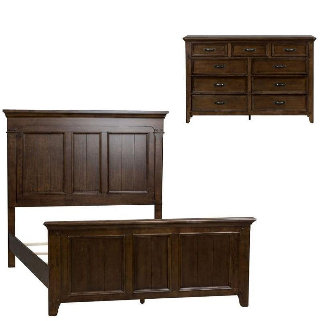 Queen Panel Bed and 9 Drawer Dresser M19000