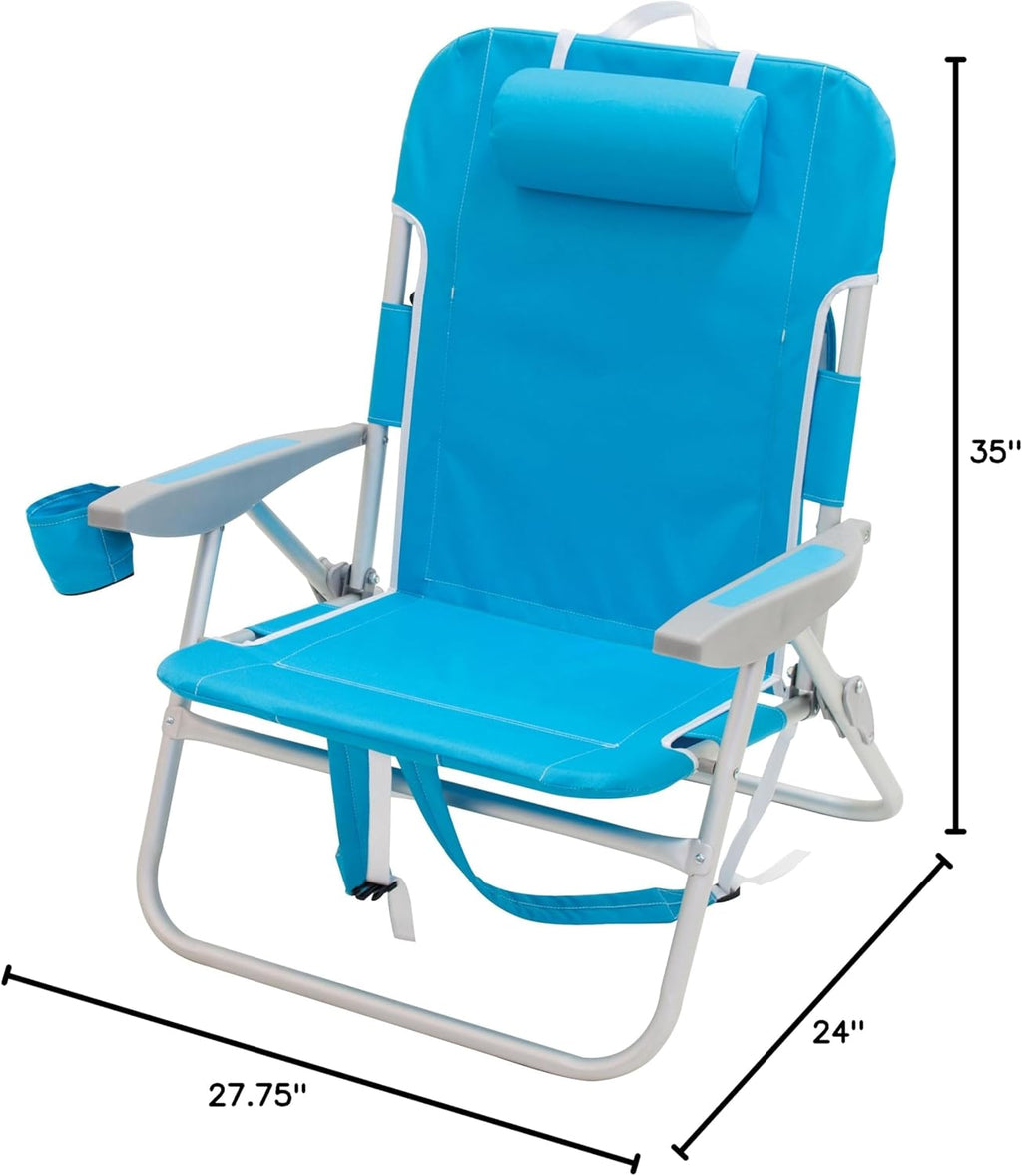 Turquoise & Light Blue Folding Backpack Beach Chair T397524
