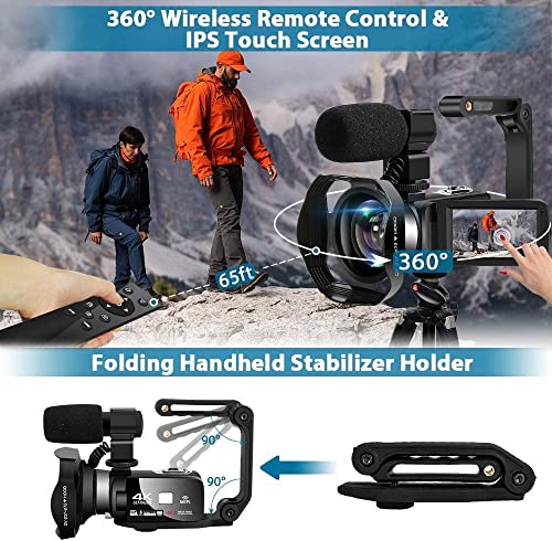 4K 48MP Camcorder with 3" Touch Screen, 2 Batteries, 32GB Card R196