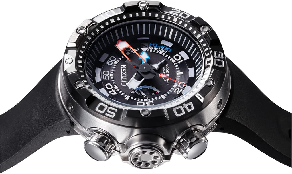 Men's Eco-Drive Promaster Sea Aqualand Depth Meter Watch in Stainless Steel with Black Polyurethane strap, Black Dial Z780295