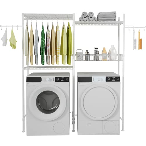 3 Tier Adjustable Height Storage Shelf with Wire Basket and 2 Hooks S602