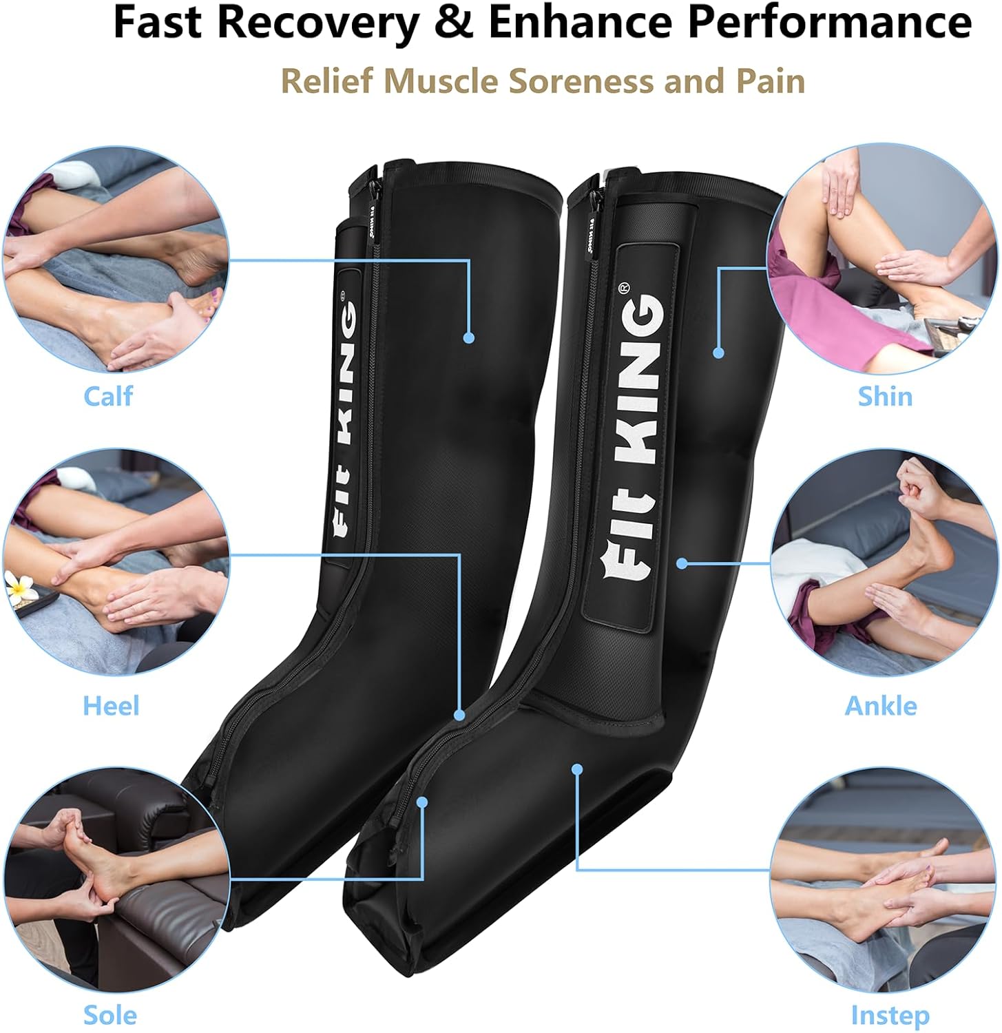 Leg Compression Boots Massager for Foot and Calf Recovery U131
