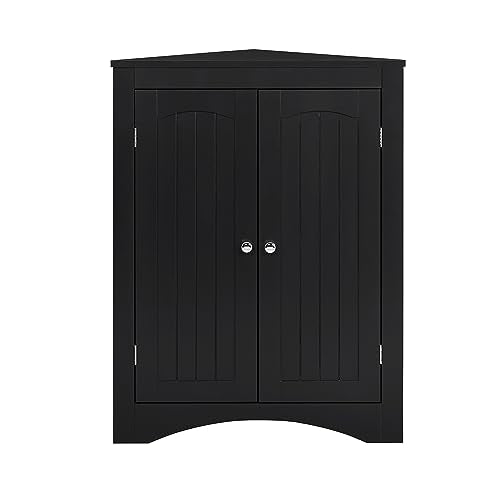 Black Corner Storage Cabinet with 2 Doors F7656