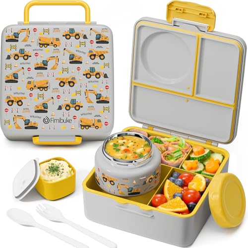 3-4 Compartment 60OZ Bento Box with Leakproof 8OZ Insulated Food Jar E540011