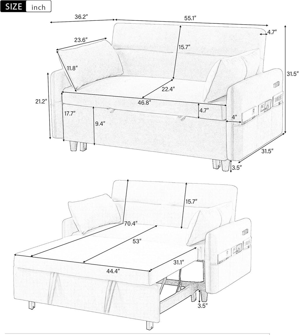 Beige Sleeper Sofa with Pull Out Bed G693548