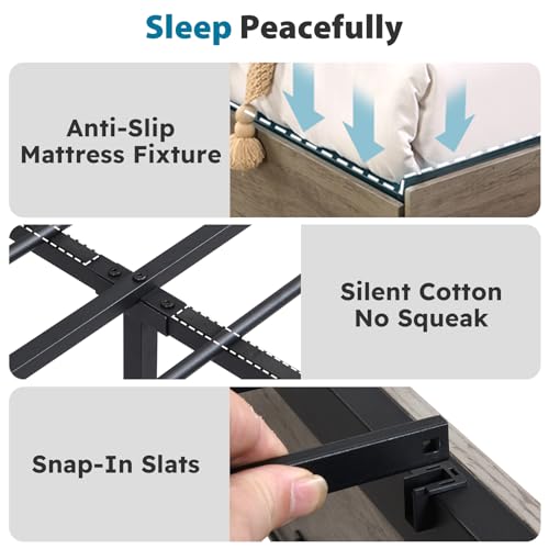 Black Full Size Bed Frame with Headboard, LED, 4 Storage Drawers, Charging Station P15461
