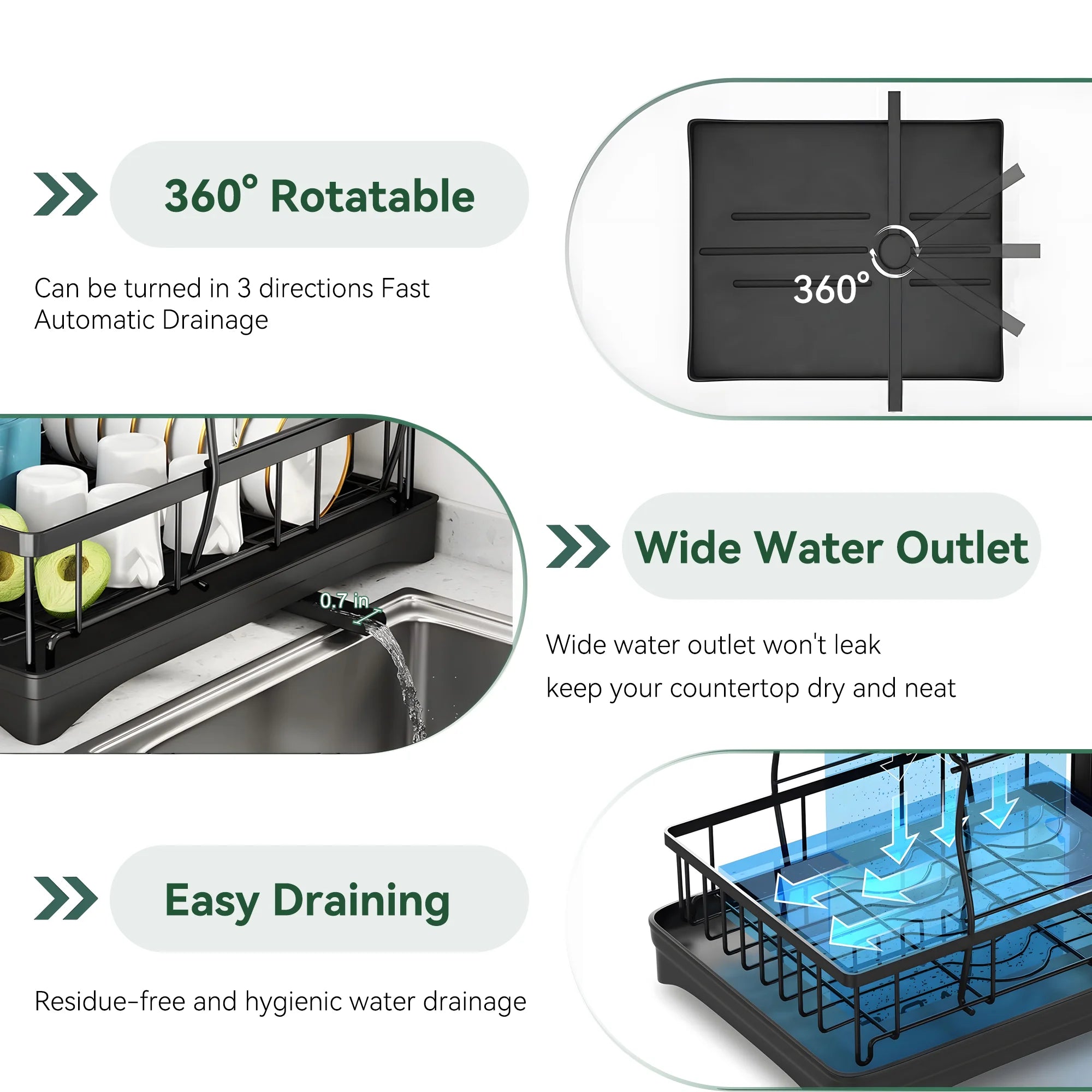 2 Tier Stainless Steel Dish Drying Rack with Drain Board B913