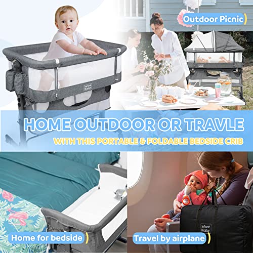Grey 3 in 1 Baby Bassinet with Mesh Wall V922810